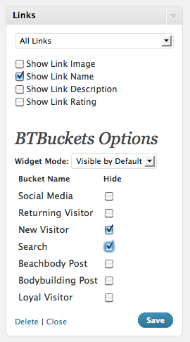 WP BTBuckets WP Plugin Widget setup WP BTBuckets WP Plugin Widget setup